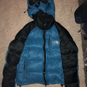 blue north face coat
